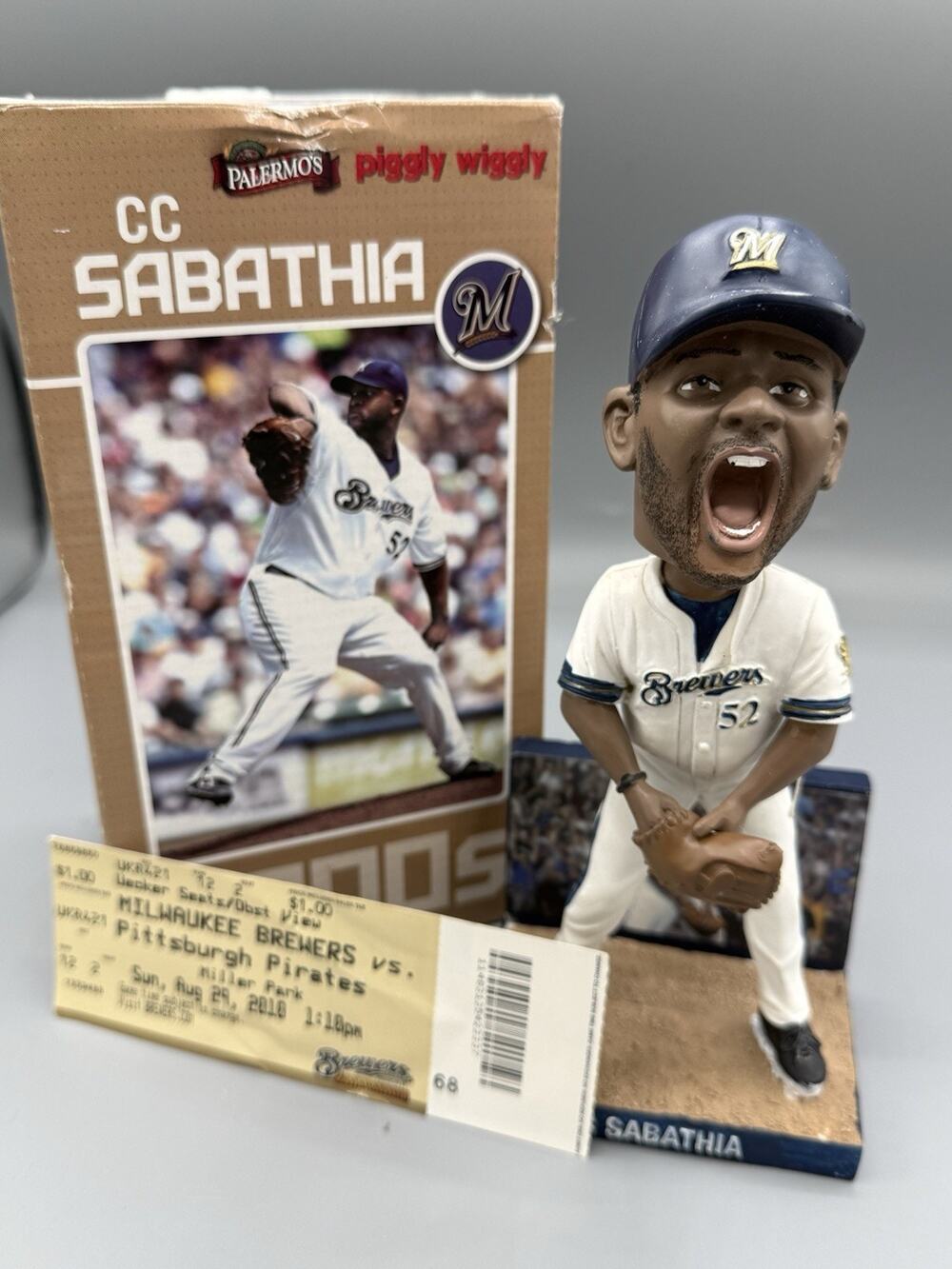 CC Sabathia Brewers Bobblehead 2000s SGA Palermo’s Piggly Wiggly Box Ticket